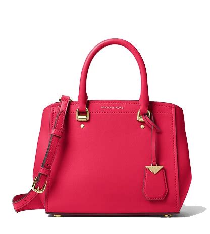 Michael Kors Benning Medium Leather Satchel Deep Pink 